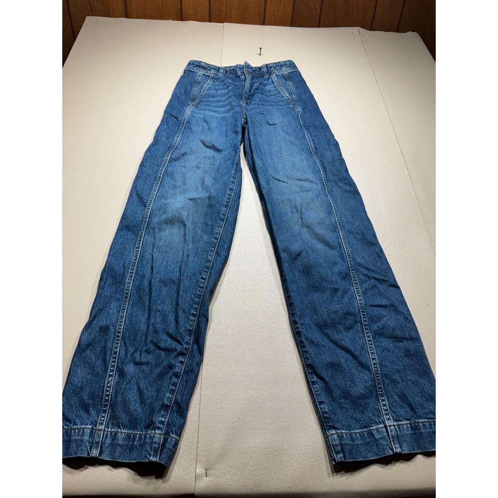 Madewell Tapered Denim Trousers Medium Wash Paneled Seam Jeans 25